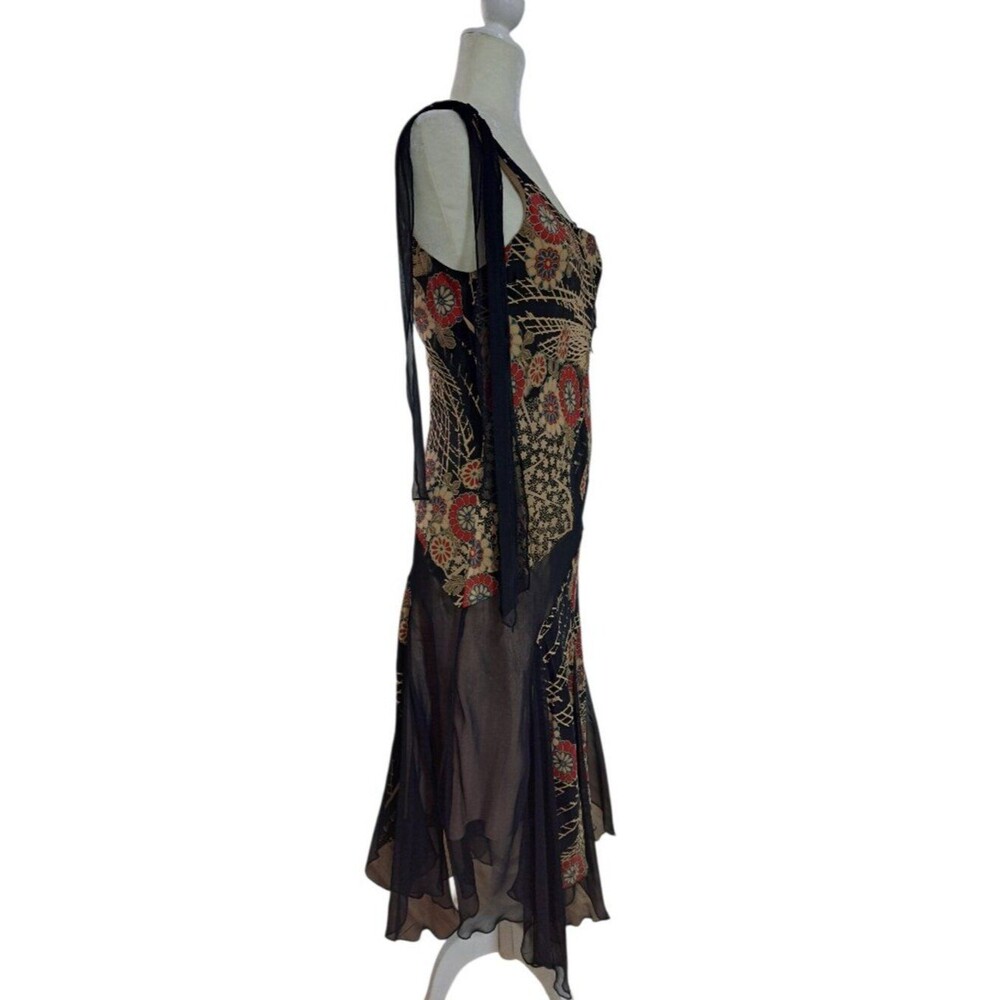 Laundry Womens Black Floral Silk Y2K Patchwork Fairycore Dress Handkerchief 12 - Picture 6 of 9